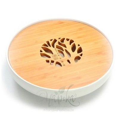 Чабань кругла (чайна дошка), кераміка/бамбук